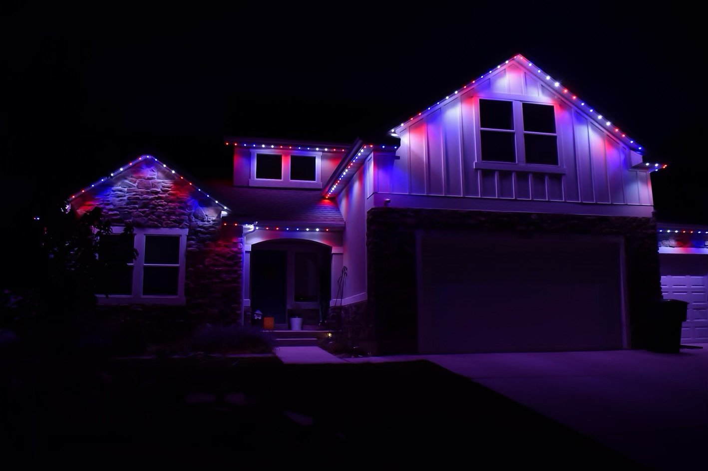 Heber home lit at night